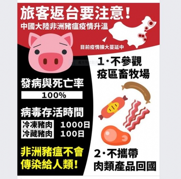 中國大陸非洲豬瘟疫情擴大蔓延，讓我們一同保護臺灣豬隻